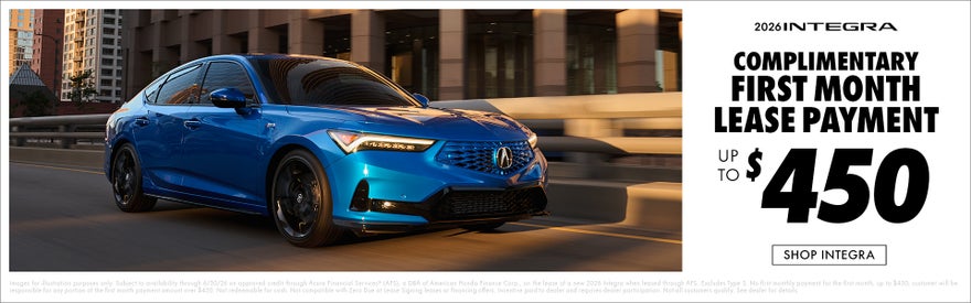 2026 Integra Complimentary First Month Lease Payment